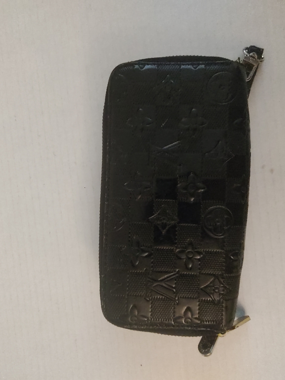 Louis Vuitton Black Embossed Zip-Around Wallet